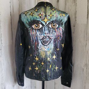 NEW UNIQUE ONE OF A KIND PRIMAMOREPOLLINA HAND PAINTED LEATHER JACKET